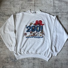 Vintage 2001 Warner Bros Looney Tunes Six Flags Crewneck Sweatshirt White XL