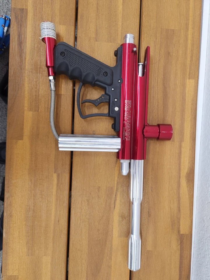 Латунный полуавтоматический маркерный пистолет для пейнтбола Eagle Avenger красный - протестирован/работает - как есть - Изображение 2 из 2