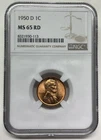 1950-D Lincoln Wheat Cent / Penny 1c NGC MS65 RD Red
