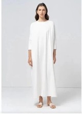 NWT The Odells Anthropology White Dress Loose Fit M L 3/4 Sleeve Midi Maxi Long