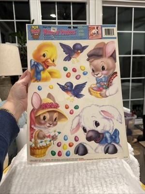 Vtg NOS 1990 Spring Easter Holiday Magic Cling Reusable Window Decal Collectible