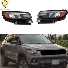 For 2022 2023 Jeep Compass Left&Right Black Headlamps LED Headlights NO LED DRL