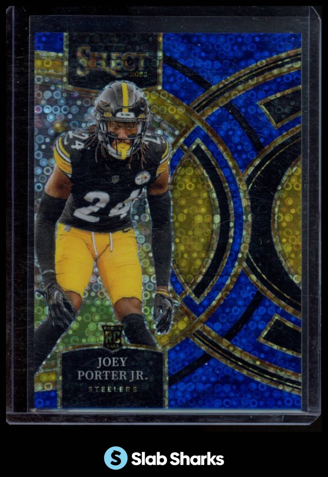 2023 PANINI SELECT #179 JOEY PORTER JR. BLUE DISCO PRIZMS RC PREMIER ROOKIE /25