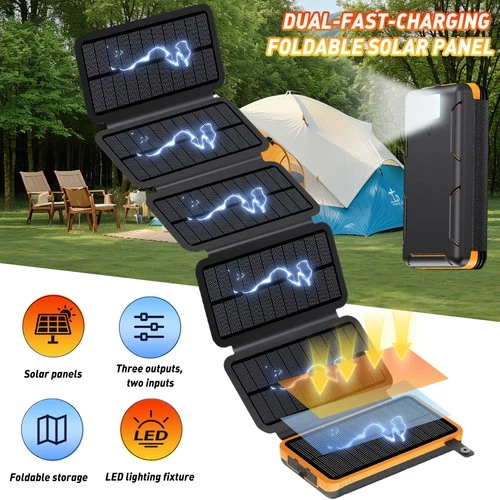 46800mAh Solar Power Bank With Folding 6 Solar Panel Charger For Cell Phone - product listing photo