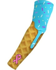 Pink Ribbon Ice Cream Cone Drip Baseball Softball Compression Arm Sleeve Blue