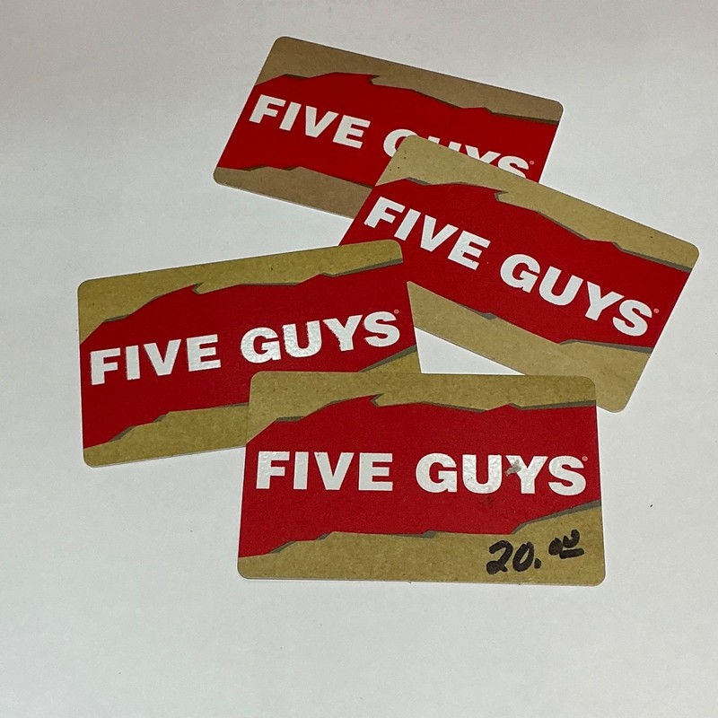 Five Guys gift cards with a total verified value of $115, Free USPS shipping