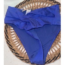 Aerie Real Good High Cut Cheeky Bikini Bottom Blue Crossover V-Front Small NWT