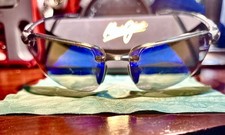 Maui Jim Ho'okipa MJ-407-11 Sport Sunglasses Black Gray Frame Blue Mirror Lenses