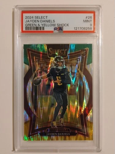 2024 Panini Select -Concourse Jayden Daniels #26 Green & Yellow Shock Prizm (RC)