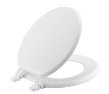 NEW Round Closed Front Enameled Wood Toilet Seat in White Durable Wood Finish