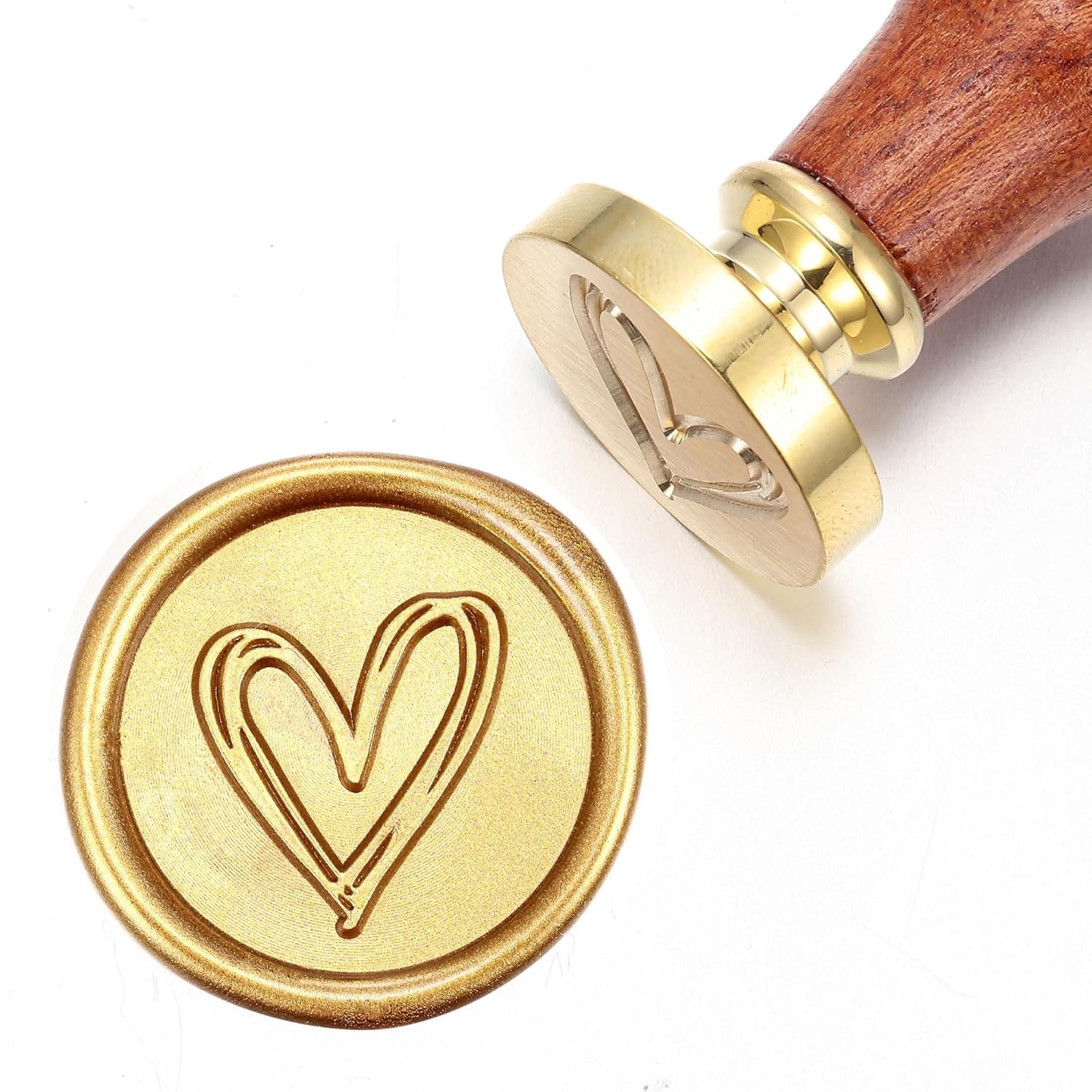 Heart Wax Seal Stamp, Yoption Vintage Brass Head Wooden Handle Sealing 
