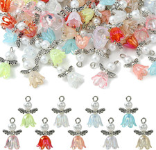 90Pcs Mini Colorful Angel Wing Charms Beaded Guardian Fairy Charms for Jewelry M