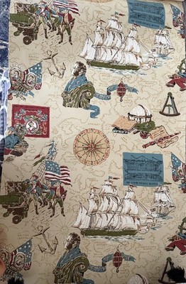 Vintage Nautical Americana Wallpaper Roll   Tall Ships & Maps   18    USA