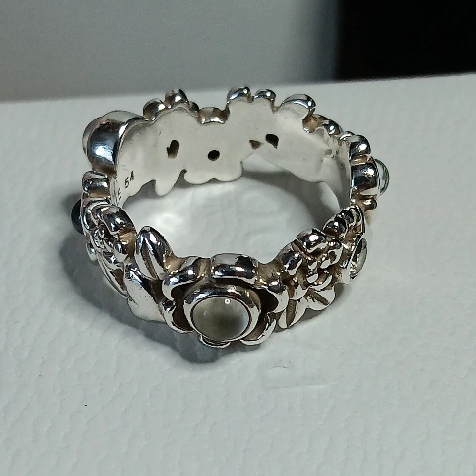 Anillo Serenidad Naturaleza Piedra Lunar Topacio Pandora Retirado Genuino Talla 54 Foto 4 de 4