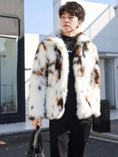 Men's Winter Short Plus Size Faux Fur Coat Fox Fur Thickened Warm Cotton Jackets