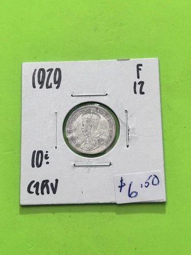 1929 Canadian Silver 10 cent Coin King George V .8 Silver Dime Trending At $7.5