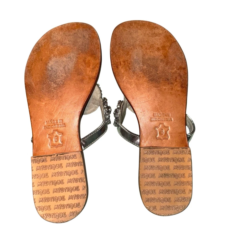 Chanclas de colección Mystique para mujer de cuero cristal estrás joya talla 6 Foto 4 de 4