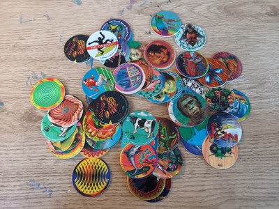 Konvolut 1 - 50 x Krome Kaps 1993 Vintage Shiny Pogs Konvolut, Tiere, Sci Fi, +++