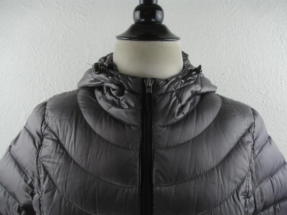 Mujer S Andrew Marc Empacable Ligero 650 Plumón Relleno Chaqueta Abrigo Parka Gris Foto 4 de 4
