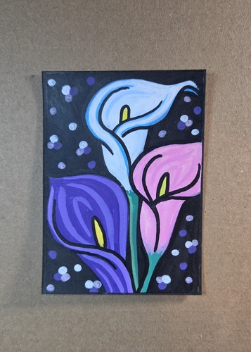 Original ACEO Calla Lilies – Acrylic Marker Art Card 2.5x3.5 Floral