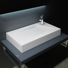 Modern Rectangular Stone Resin Countertop Basin Sink Concealed Waste 800mm