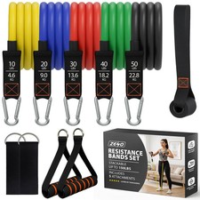 11PCS SET RESISTANCE BANDS WORKOUT EXERCISE CROSSFIT FITNESS YOGA TRAINING TUBES