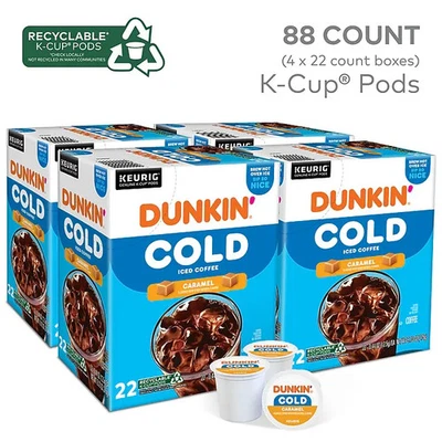 DUNKIN' DONUTS Dunkin' Caramel Cold Brew Over Iced Coffee Keurig K-Cup Pods 88 Ct. medium roast