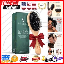 Boar Bristle Hair Brush - Smoothes  Detangles All Hair Types, Hairbrush for ...