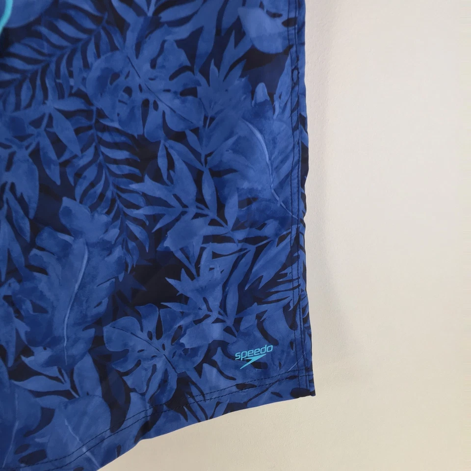 Speedo mens board shorts XL blue floral swim trunks 122957 - image 2 of 4