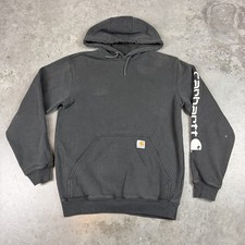 Carhartt Hoodie Mens Small Black Work Wear Pullover Flaws Preowned