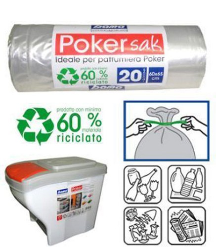 Bama 60 Buste Sacchi per PATTUMIERA Poker Sacco Busta Raccolta