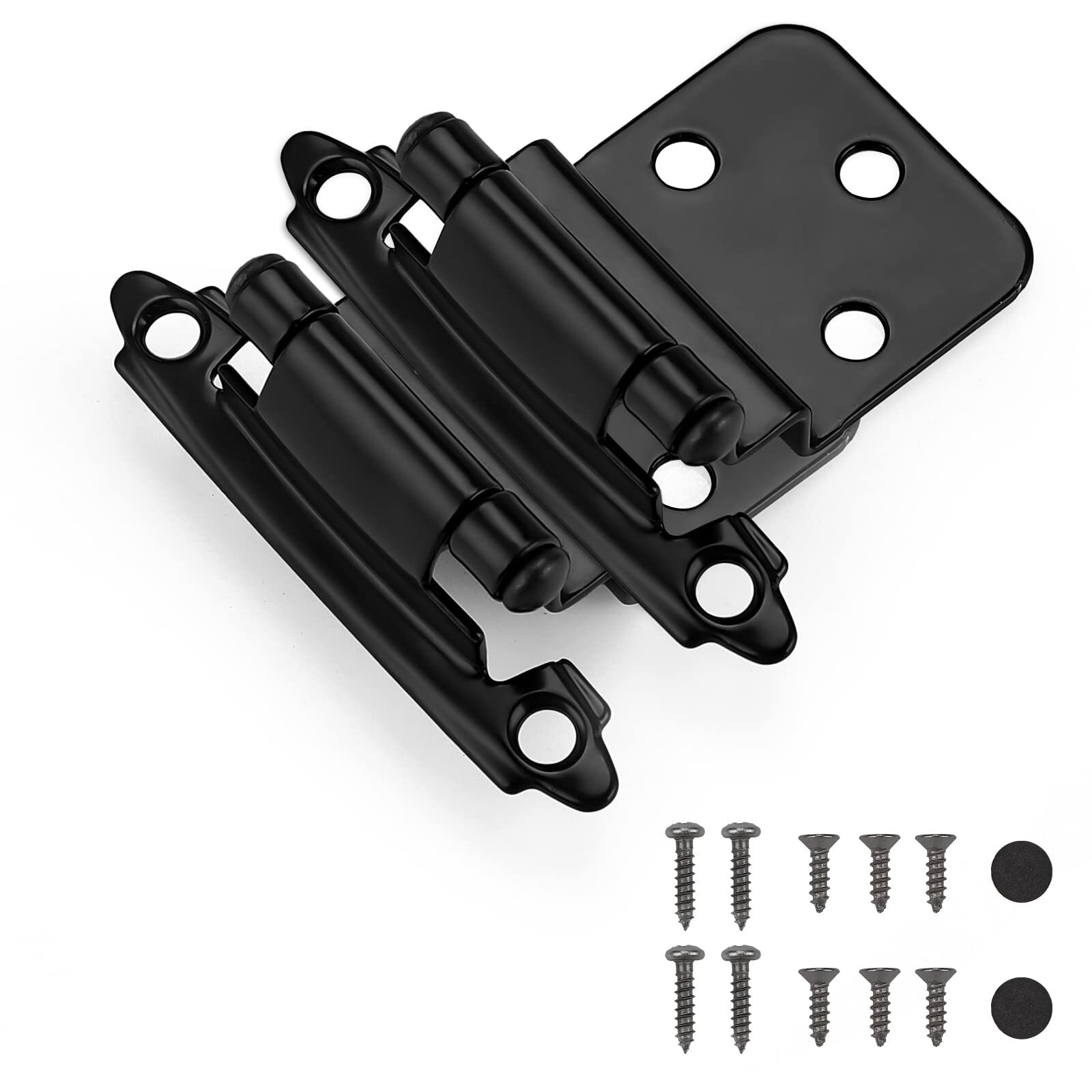 Matte Black Inset Cabinet Hinges 10 Pairs 3/8 Inch Overlay Door Hinges 20 Pack
