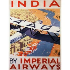 TRAVEL TOURISM INDIA IMPERIAL AIRWAYS UK VINTAGE RETRO ADVERTISING POSTER 2403PY
