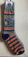 Life Is Good Men's 3 Pairs Crew Socks Gray Blue Orange Size 6-12.5 NEW  