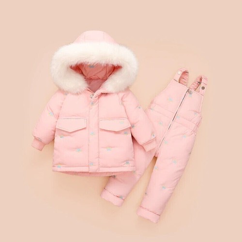 Down Coat Kids Toddler Girl Boy Clothes 2pcs Winter Suit Warm Baby Overalls Sets - Picture 10 of 46