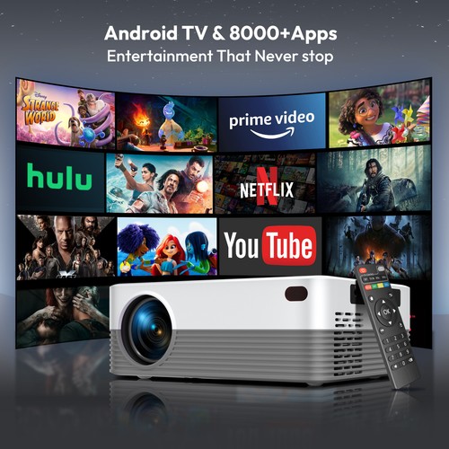 Smart Android Projector 4K UHD Portable WiFi Home Cinema Theater Bluetooth Movie - Picture 9 of 14