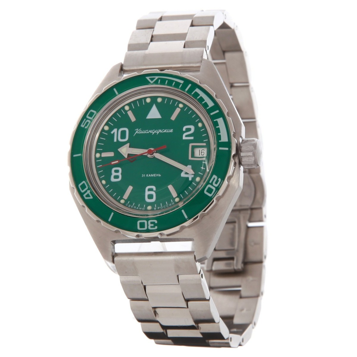 Vostok 650858 Komandirskie Watch Military Green Automatic Ships