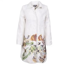 Desigual White Coat With Floral Detail