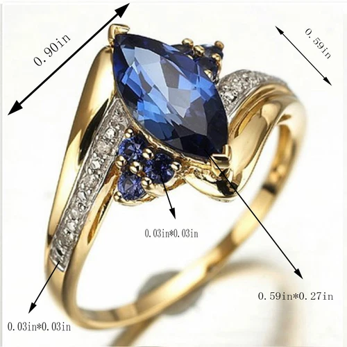 Jewelry Womens Blue Sapphire 18K Gold Filled Engagement Wedding Ring Size 6-12 - Picture 3 of 21