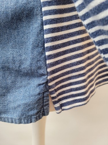 Joules Relaxed Loose fit Stripy Jersey +Denim Longer back Tunic Top Pocket UK16❤ - Picture 13 of 16