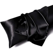 Satin Body Pillow Cover, Soft and Breathable Body Pillow Body 20"x54" Black