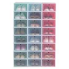 12Pcs Foldable Plastic Transparent Shoe Box S...