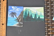 ACEO Original Art Watercolor Landscapes Original not a print mixed media x2