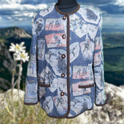 LinZner Alpine Trachten Jacket Wool Alpaca Hunting Octoberfest Size: D 42, GB 16