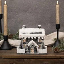 Vintage Style 5.25" Lighted Black Manor Christmas House WS218472 Ragon House