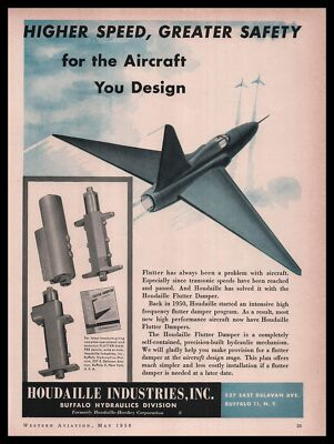 #ad #ad 1956 Houdaille Industries Buffalo Hydraulics Division Flutter Dampeners Print Ad $9.34