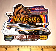 Tom "THE MONGOOSE" McEwen 1978 U.S. NATIONALS CHAMPION Corvette Sticker Decal