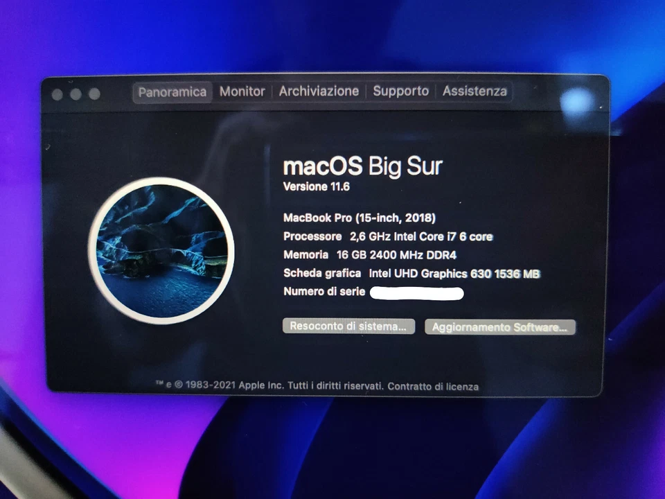 Apple MacBook Pro 15,4" Retina (512GB SSD, Intel Core i7 8a generazione, 2,6..., foto 2 di 5