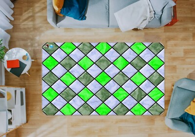 3D Green Diamond Shape NAO10738 Game Rug Mat Elegant Photo Carpet Mat Fay