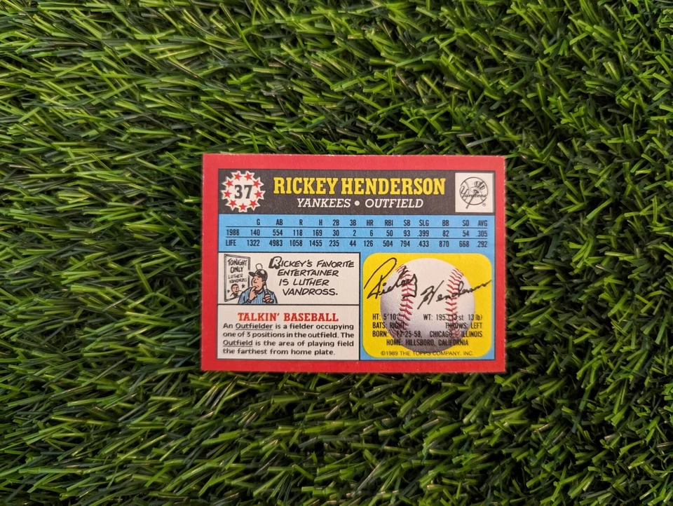 1989 Topps American Baseball UK Mini Rickey Henderson Card #37 - Yankees - Image 2 of 2